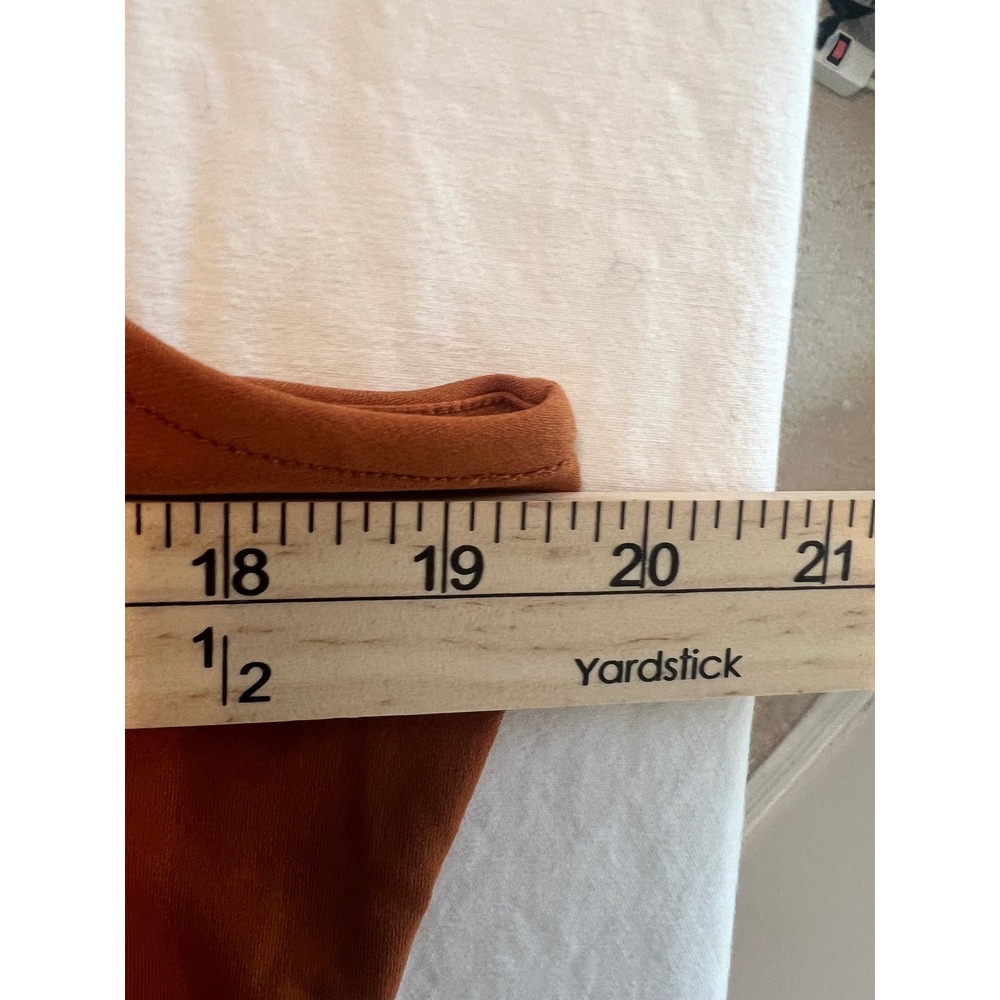 Sleeveless Front Knot Twisted Draped Knit Top Burnt Orange Rust Crew Neck L - Picture 6 of 10